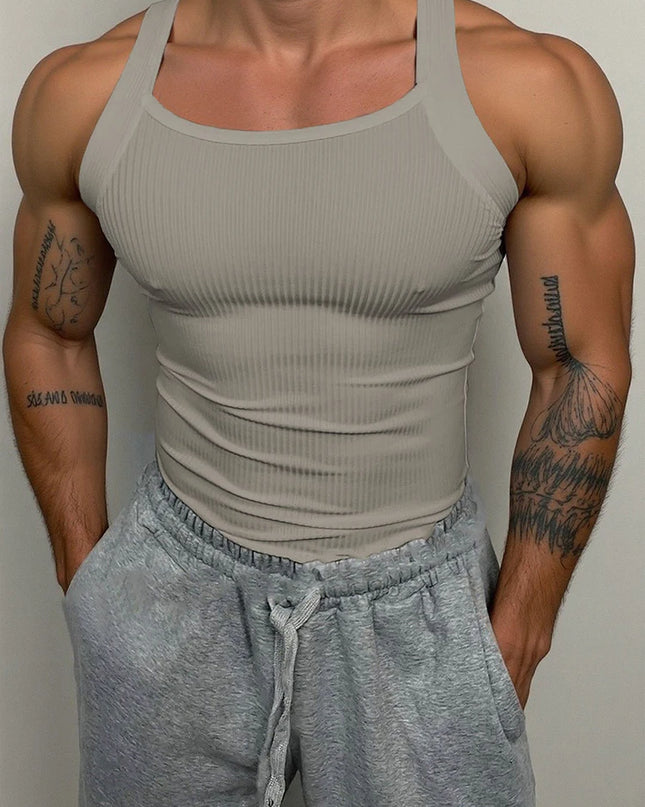 Men's Classic Ribbed Tank Top - Slim Fit, Elastic, Breathable Men's Sleeveless Shirt