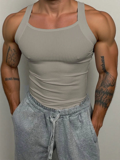 Men's Classic Ribbed Tank Top - Slim Fit, Elastic, Breathable Men's Sleeveless Shirt