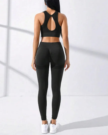 Womens Two-Piece Seamless High-Stretch Workout Outfit Set