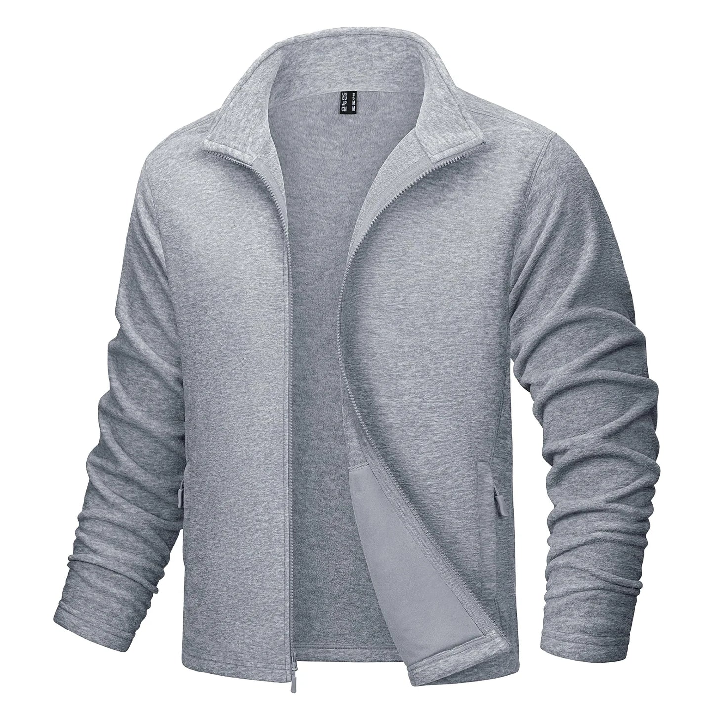 MAGCOMSEN Men's Lightweight Fleece Jacket with Full Zip and Stand Collar