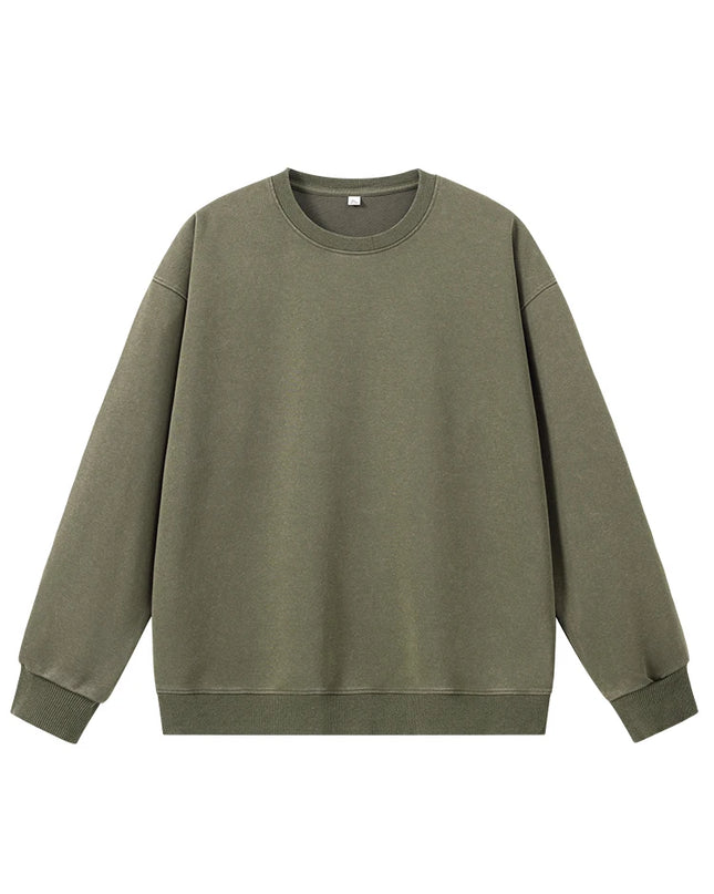 Men's Washed Faded O-Neck Knit Sweater - Oversized Fit