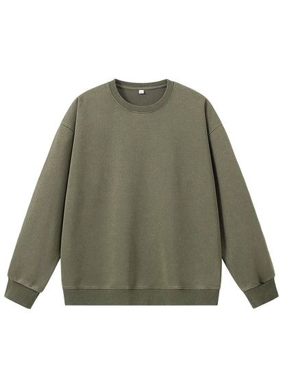 Men's Washed Faded O-Neck Knit Sweater - Oversized Fit