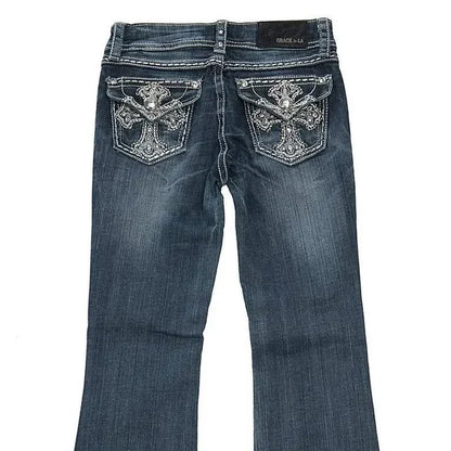 Stylish Women's High-Waisted Embroidered Jeans - Trendy & Comfortable Fit