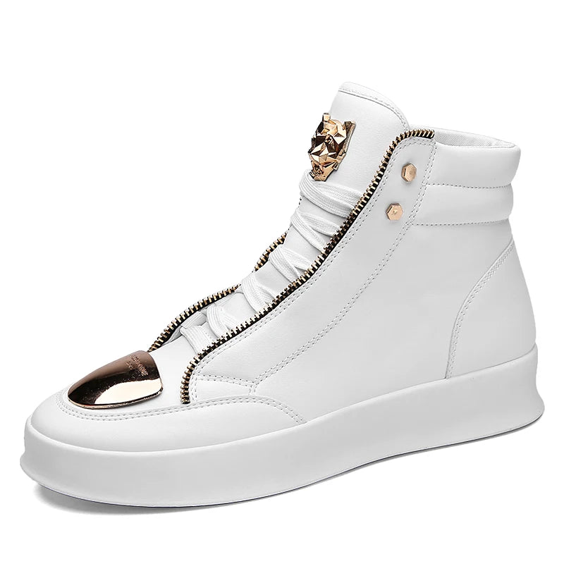 Men's Zippered High Top Sneakers - Various Colors