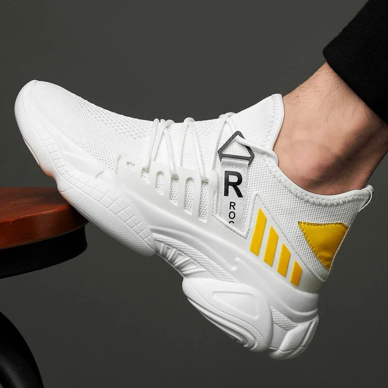 Men's Height-Boosting Running Shoes - Fly Weaving Sneakers with Thick Soles, Non-Slip and Comfort Fit