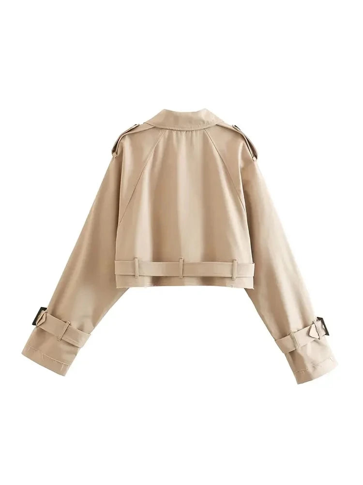 Women's Cropped Trench Coat with Belt