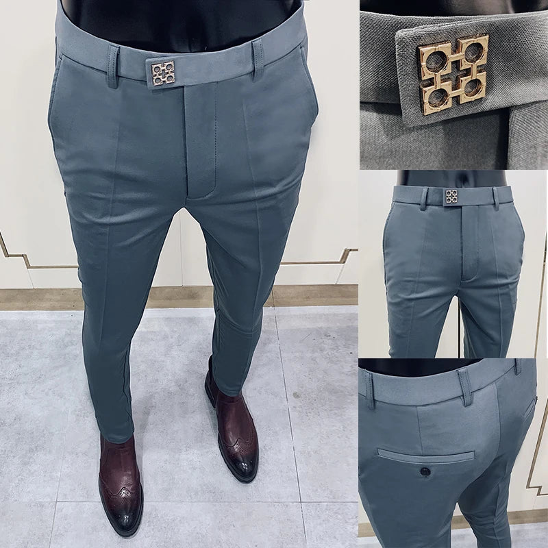 Men's Slim Fit Dress Pants - Formal Slim Trousers for Men