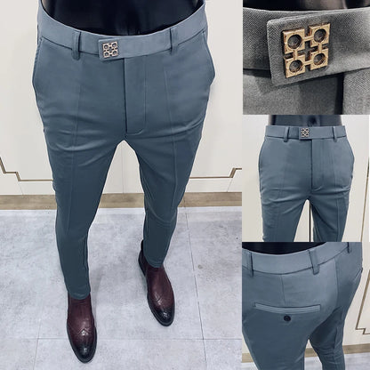 Men's Slim Fit Dress Pants - Formal Slim Trousers for Men