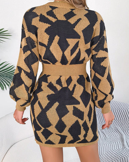 Women's Lantern Sleeve Knitted Dress
