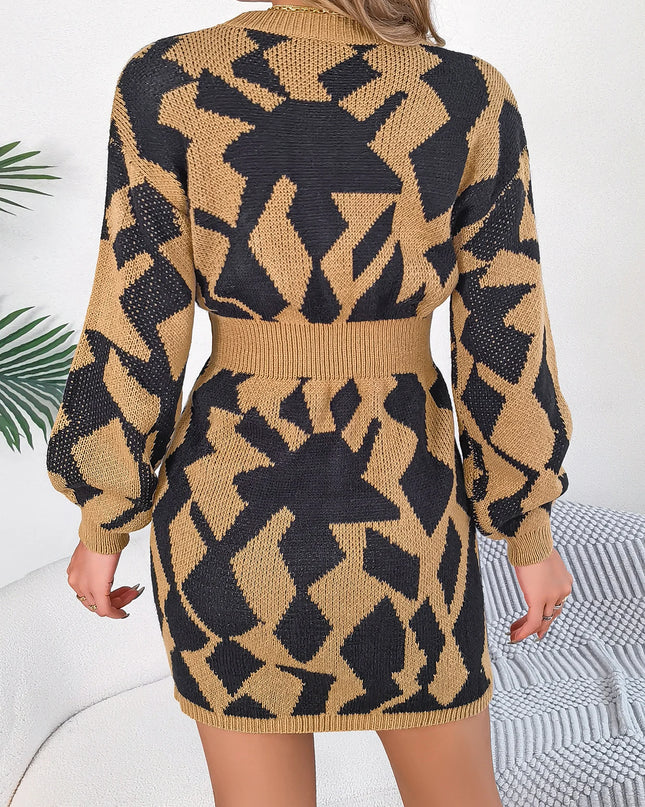 Women's Lantern Sleeve Knitted Dress