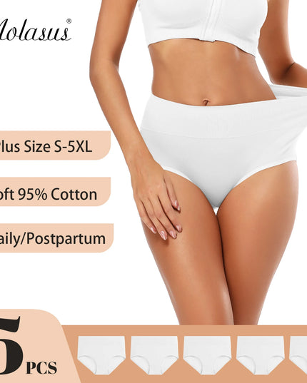 5-Piece Women's Breathable Cotton High-Cut Belly Control Panties