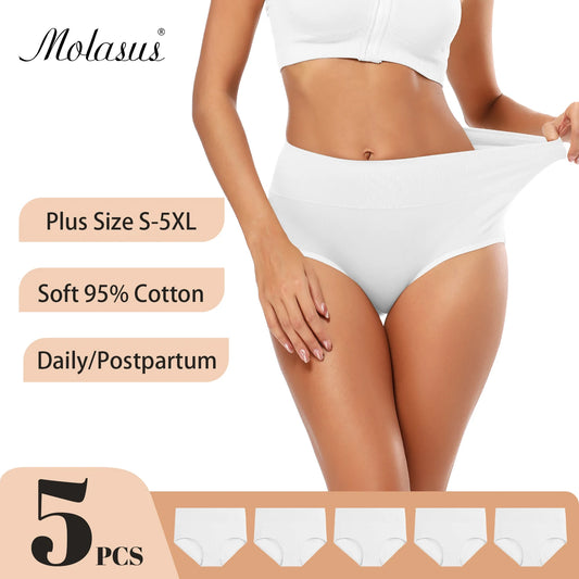 5-Piece Women's Breathable Cotton High-Cut Belly Control Panties