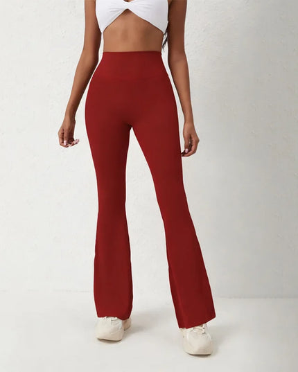 Women’s Peach High-Waisted Flared Pants with Hip-Lifting Fit