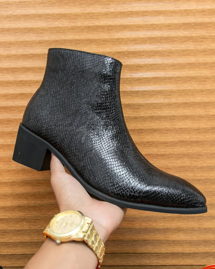 Men's Faux Leather Ankle Boots With Side Zipper Closure