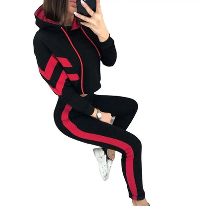 Women's 2-Piece Set: Long Sleeve Hoodie Sweatshirt & Elastic Waist Sweatpants