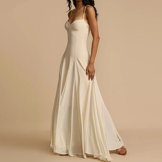 Women's Casual Pleated Long Dress - Elegant Slim Fit Maxi Dress for Women