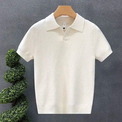 Men's Korean Style Slim Fit Polo Shirt – Thin Knit T-Shirt for Men