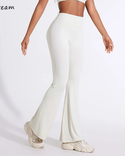 Women’s Peach High-Waisted Flared Pants with Hip-Lifting Fit