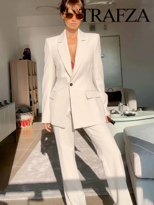 TRAFZA Women's Blazer & Pants Set - Single Piece Available 