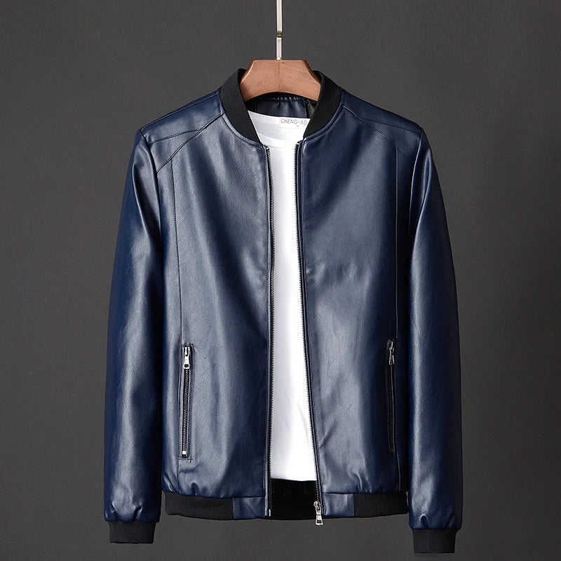 Men's Leather PU Jacket - Casual Vintage Zipper Coat for Men