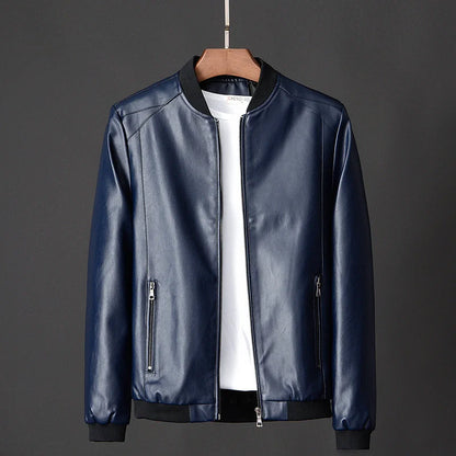 Men's Leather PU Jacket - Casual Vintage Zipper Coat for Men