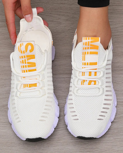 Regenerate Delete Women's Breathable Knitted Mesh Sneakers - Lightweight Lace up Shoes