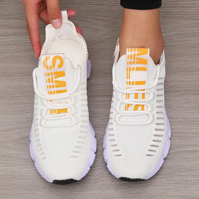 Regenerate Delete Women's Breathable Knitted Mesh Sneakers - Lightweight Lace up Shoes
