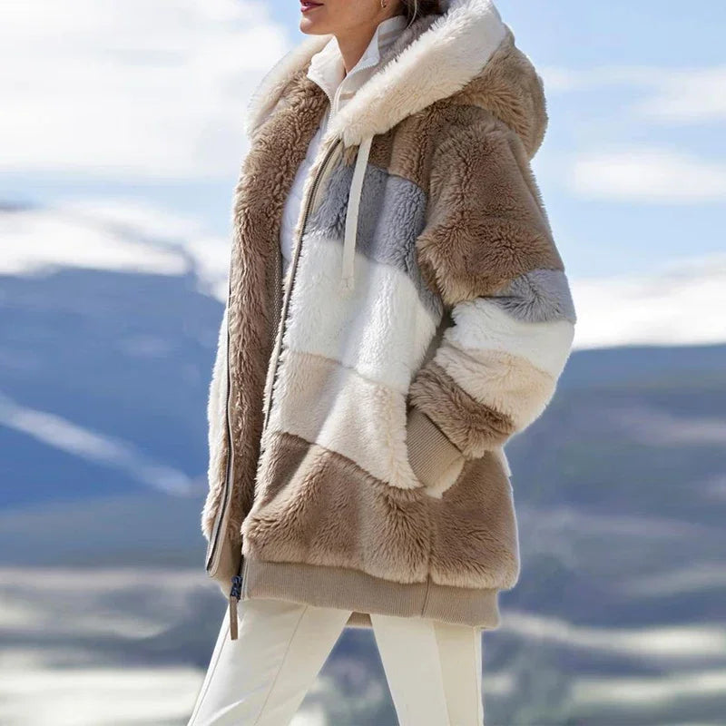 Oversized Hooded Plush Jacket for Women