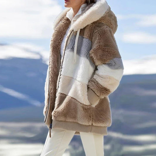 Oversized Hooded Plush Jacket for Women