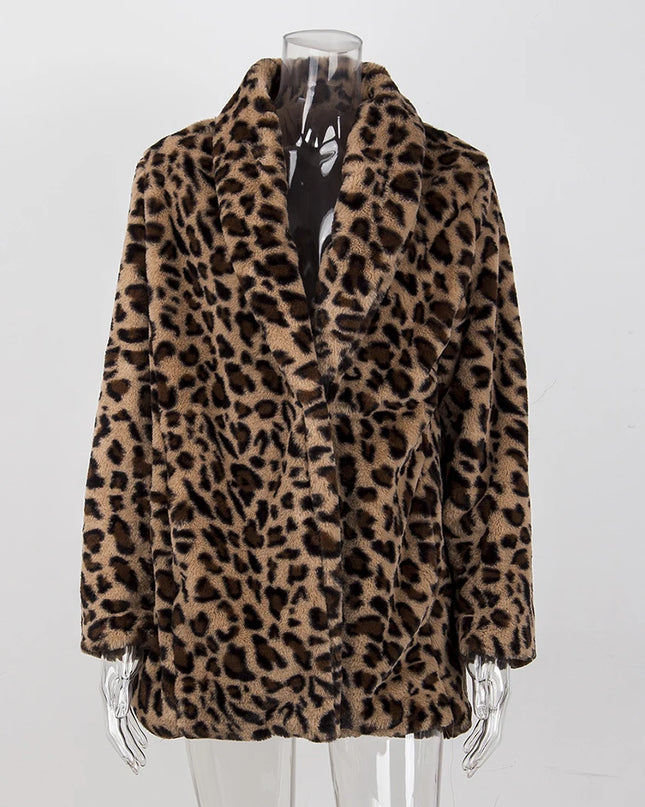 Women's Leopard Print Faux Fur Jacket