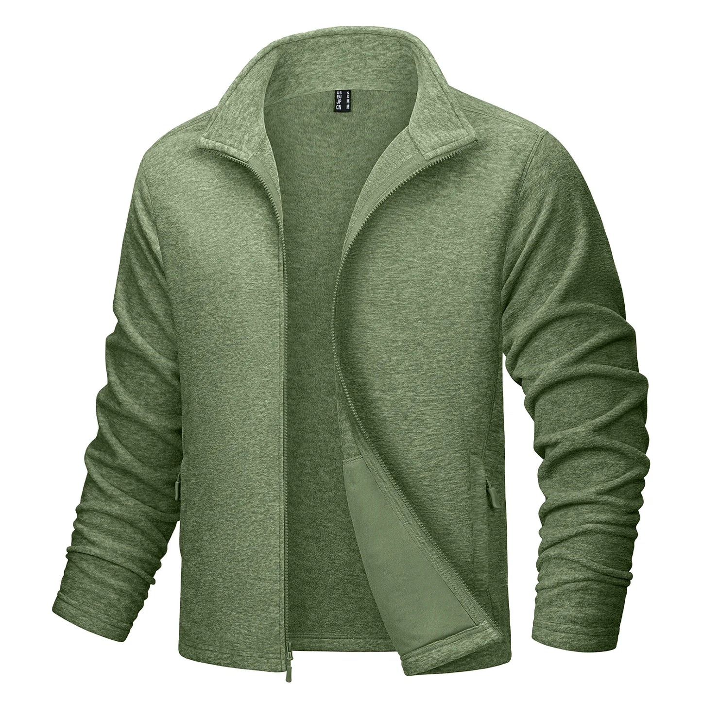 MAGCOMSEN Men's Lightweight Fleece Jacket with Full Zip and Stand Collar