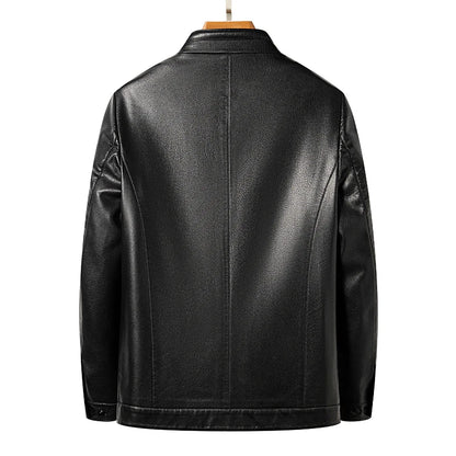 Men's Genuine Leather Stand Collar Jacket – Slim Fit Thin Design for Men