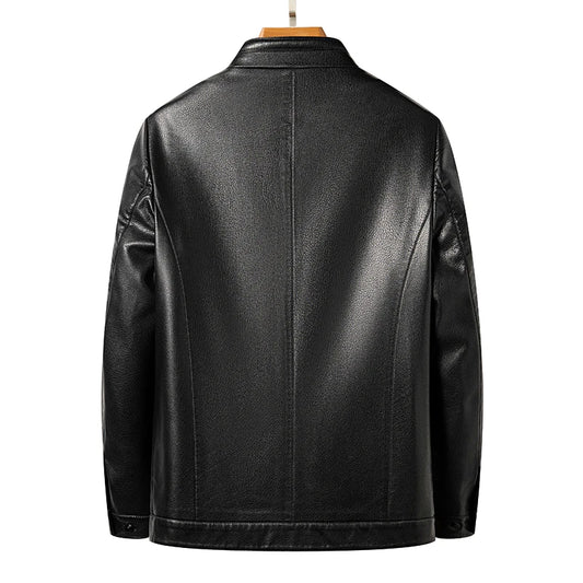Men's Genuine Leather Stand Collar Jacket – Slim Fit Thin Design for Men