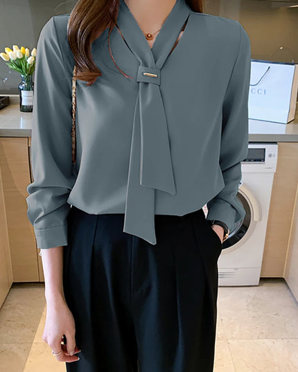 Women's Long Sleeve Chiffon Blouse Shirt
