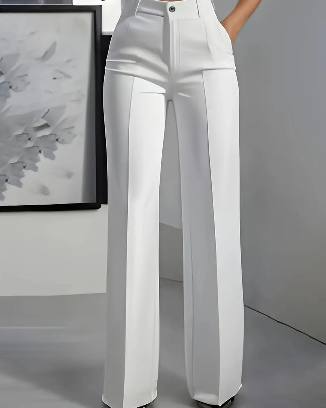 Women's High-Waisted Draped Straight-Cut Pants