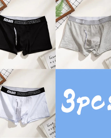 3-Pack Men's 100% Cotton Comfortable Fitted Boxers - Soft Close-Fitting Underwear