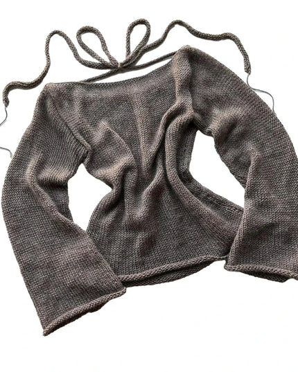 Women's Off-Shoulder Long Sleeve Knitted Sweater