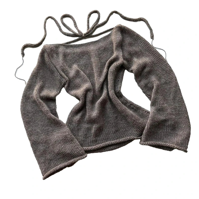 Women's Off-Shoulder Long Sleeve Knitted Sweater
