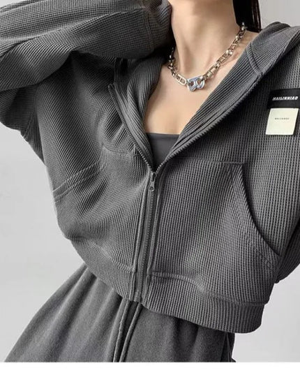 Women's Casual Hooded Zipper Sweater Jacket