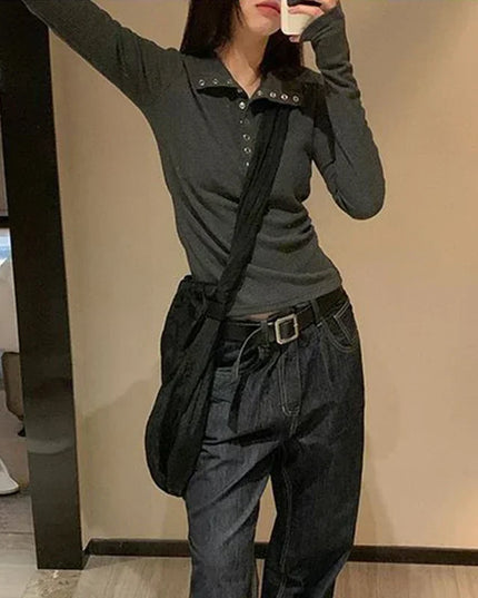 Women's Slim Fit Button-Up Long Sleeve Knit Sweater