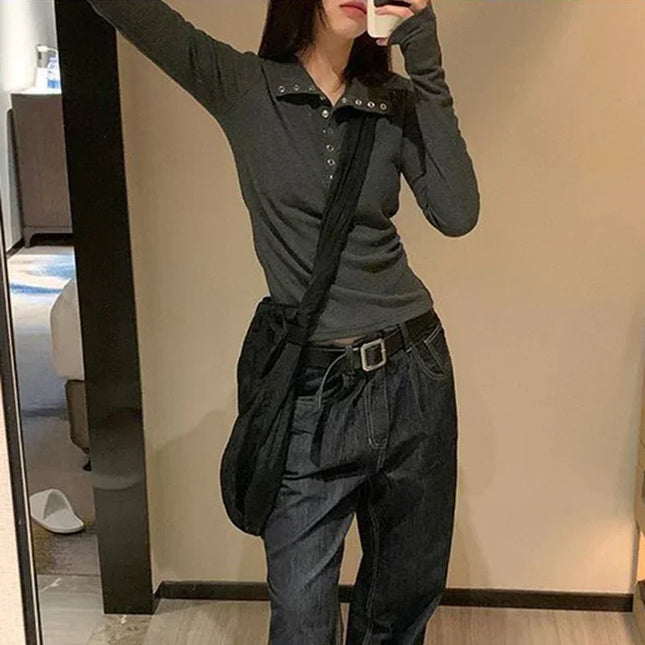Women's Slim Fit Button-Up Long Sleeve Knit Sweater