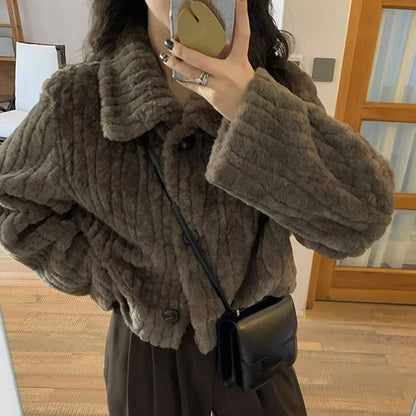 Women's Warm Wool Padded Cotton Stand Collar Jacket