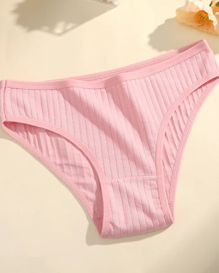 Set of 8 Cotton Striped Low-Rise Stretchy Panties for Women