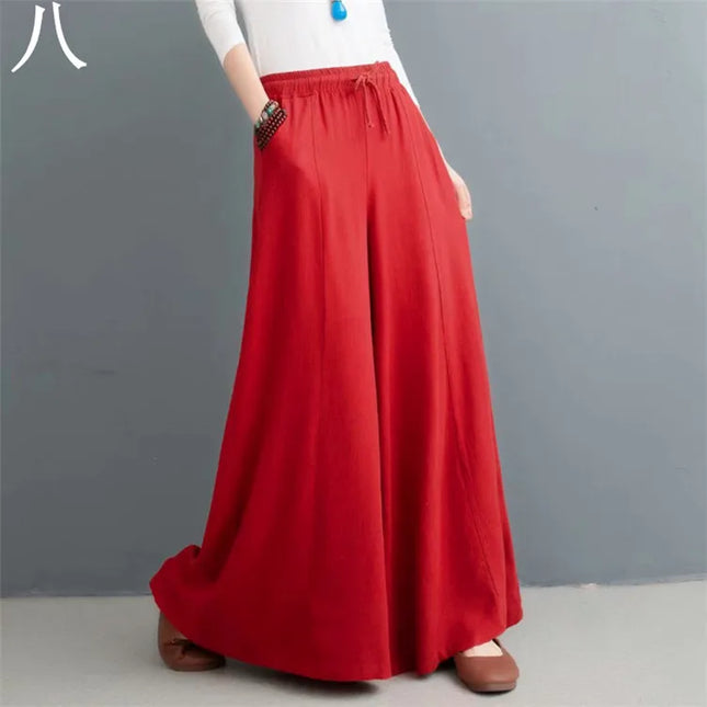 Women’s Cotton Bohemian Loose Wide-Leg Trousers