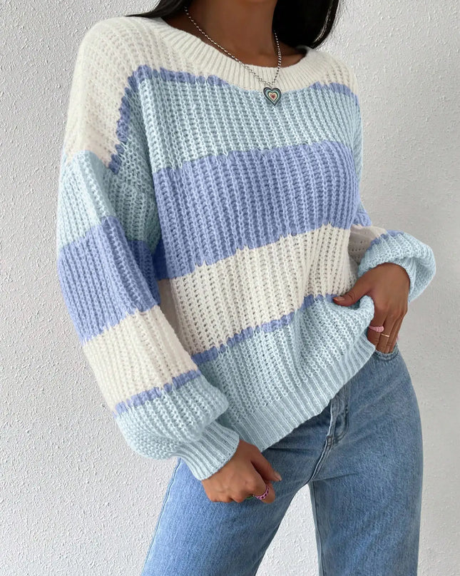 Women's Multicolor Layered Ribbed Knit Sweater