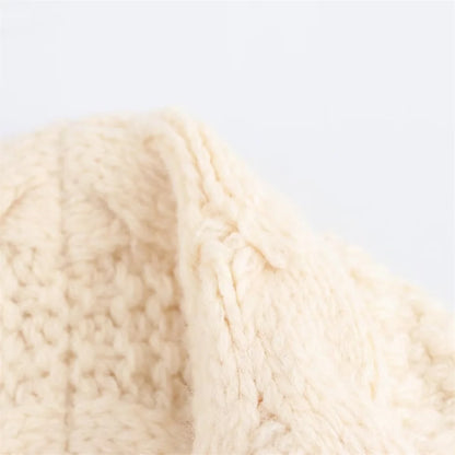 Women's Knitted Medium Long Coat with Open Collar – Stylish & Cozy Outerwear for Women