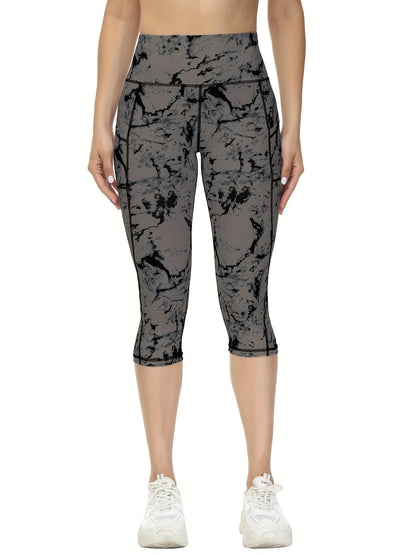 High Waisted Capri Leggings for Women with Pockets