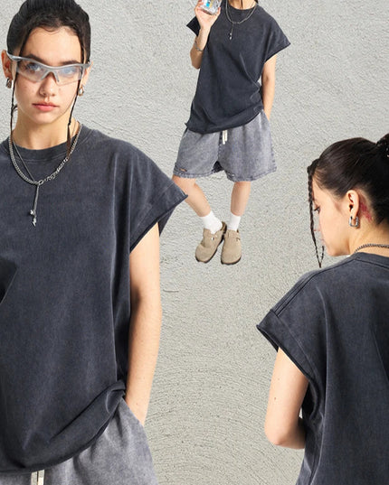ZODF Unisex Cotton Tank Top – Oversized Loose Fit Sleeveless Vest