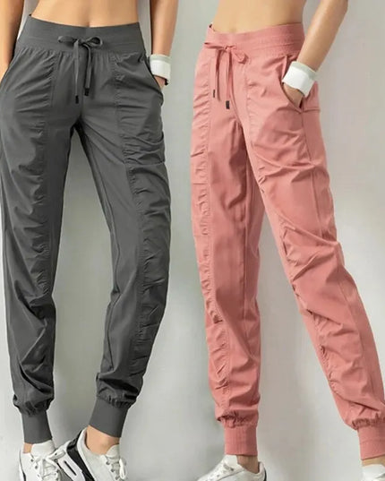 Women's Drawstring Joggers - Quick Dry Athletic Pants with Side Pockets