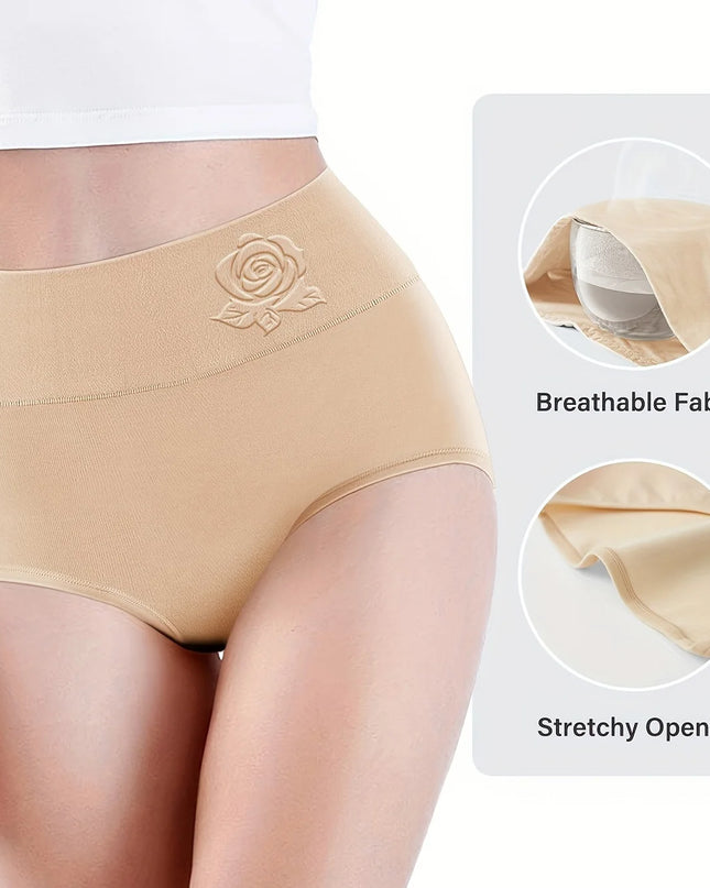 4-Pack Women's High-Waisted Tummy Control Panties - Comfortable Shaping Triangle Underwear Set